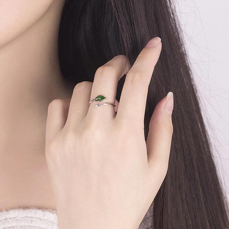 Green Leaf Fairy Silver Ring