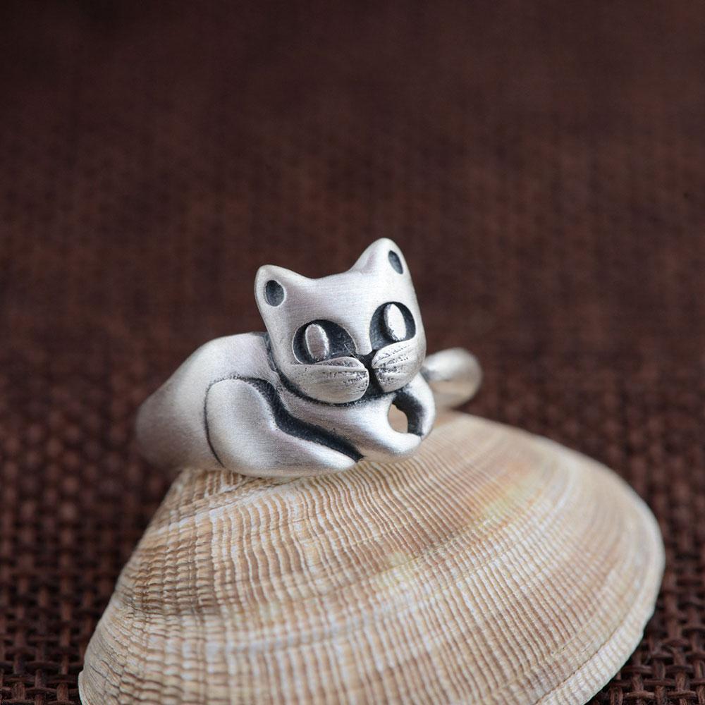 Kitty Cat Sterling Silver Ring