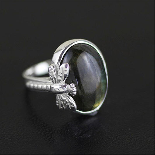 Labradorite Dragonfly Sterling Silver Ring
