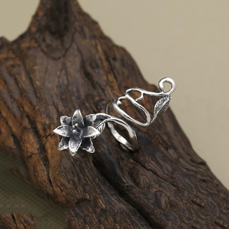 Lucky Flower Sterling Silver Wrap Ring