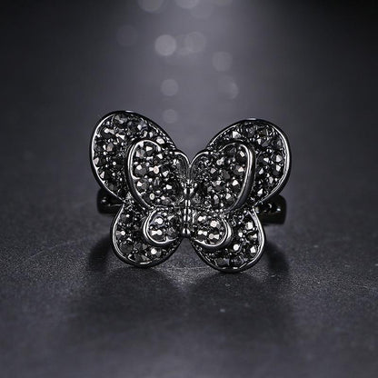 The Black Butterfly Crystal Ring