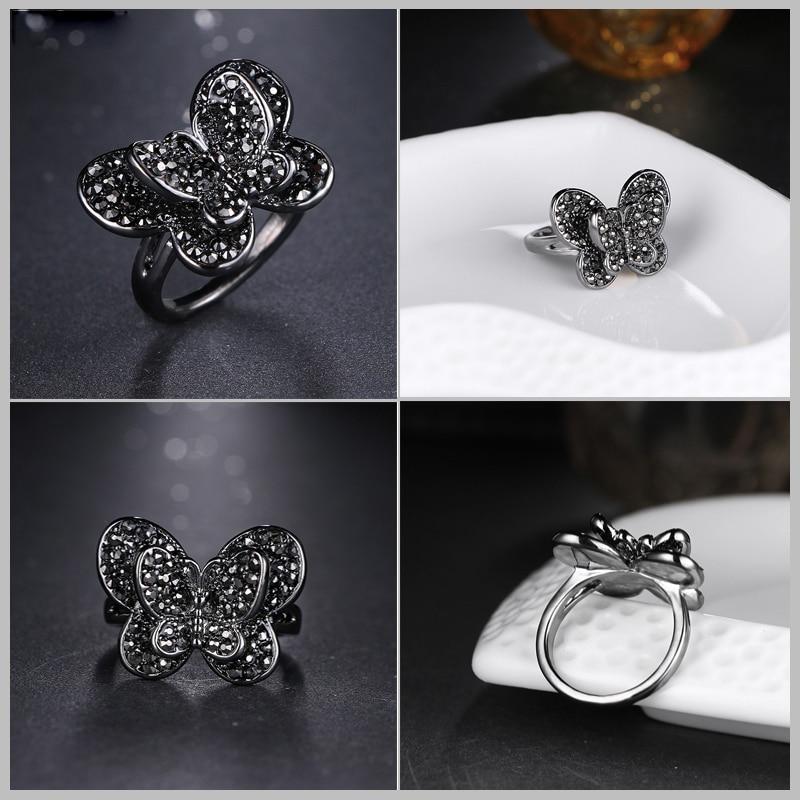 The Black Butterfly Crystal Ring