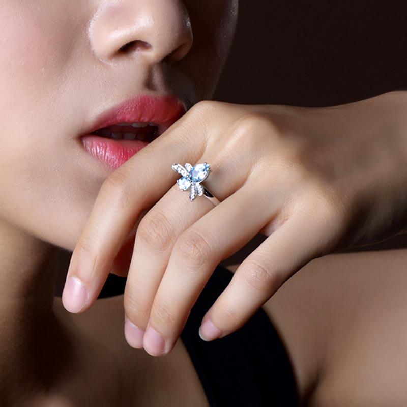 Topaz Dragonfly Silver Ring