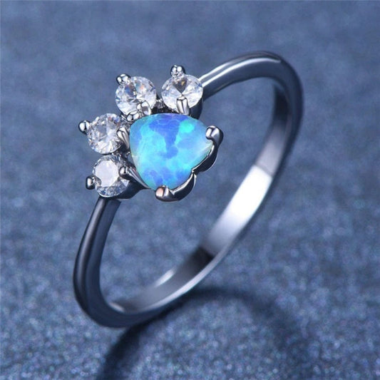 Fire Opal Paw Ring