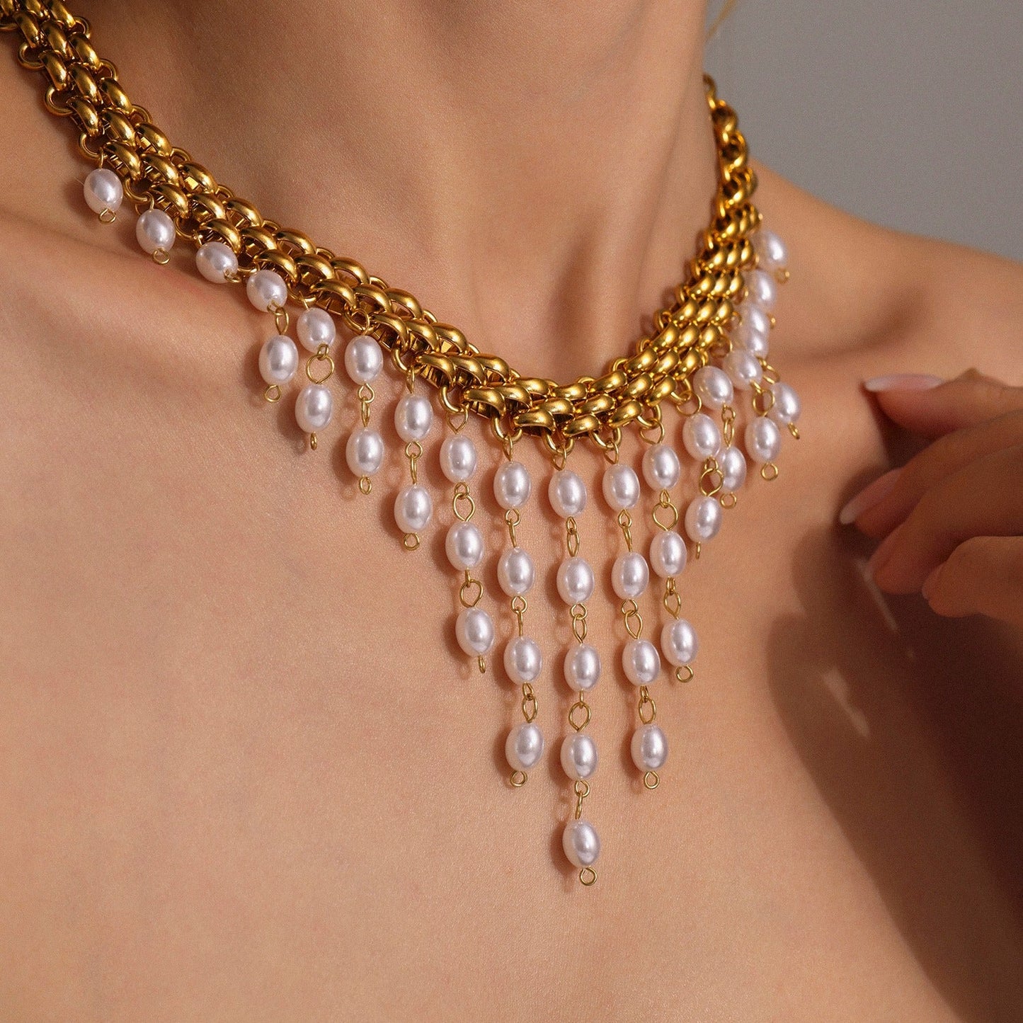 Woven Pearl Necklace