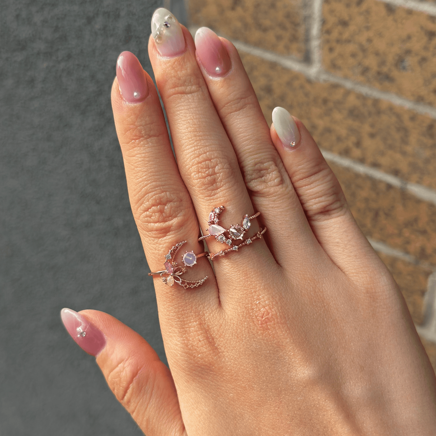 Rosy Moonflower Ring