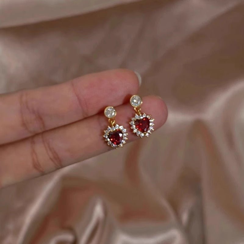Rouge Heart Earrings in Rose Gold