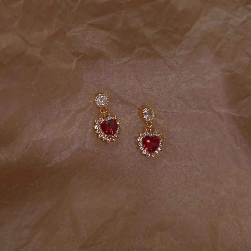 Rouge Heart Earrings in Rose Gold
