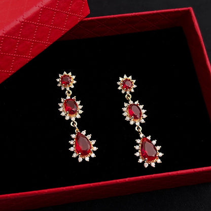 Rosa Ruby Drop Earrings
