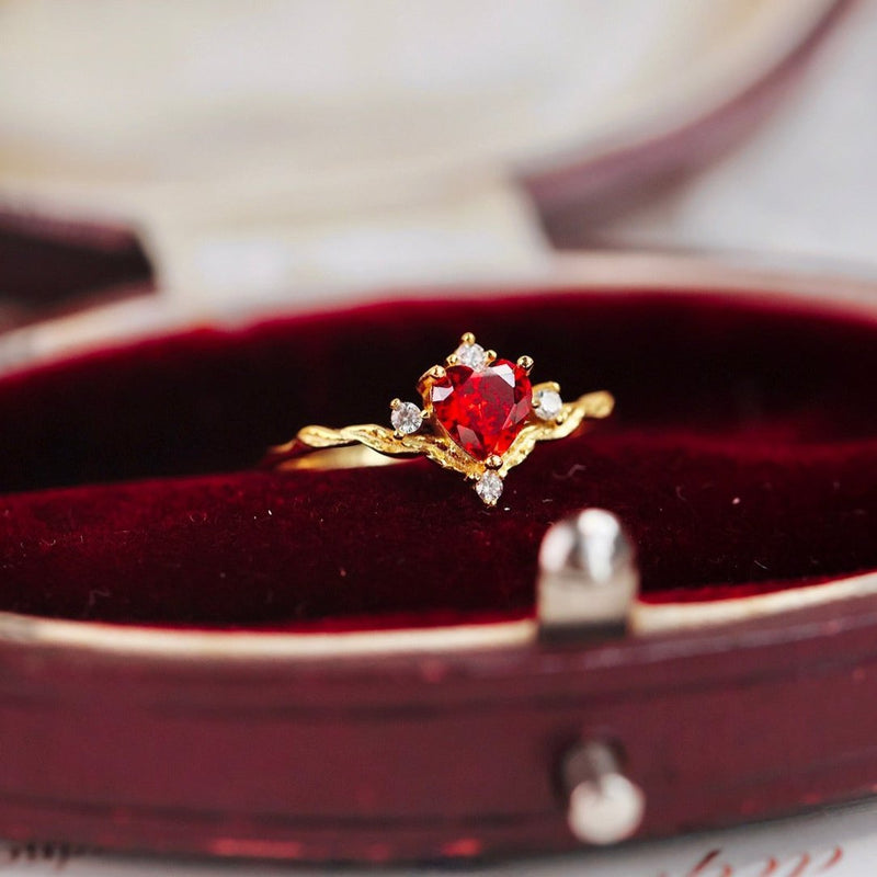 Ruby Heart Tiara Ring
