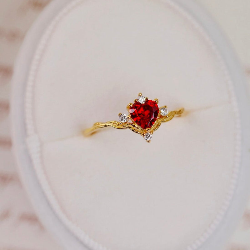Ruby Heart Tiara Ring