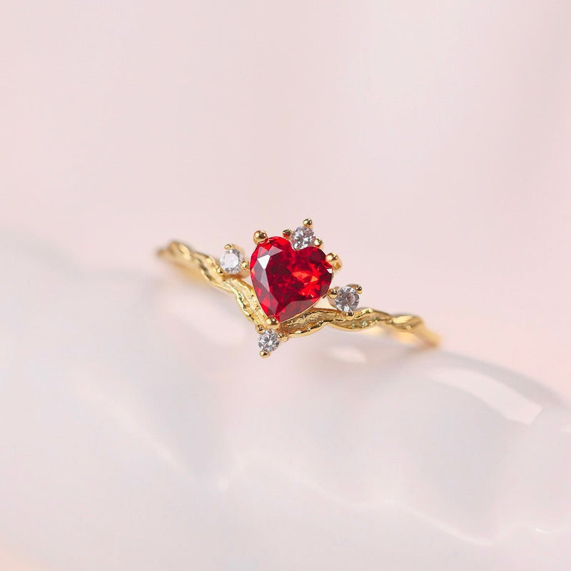 Ruby Heart Tiara Ring