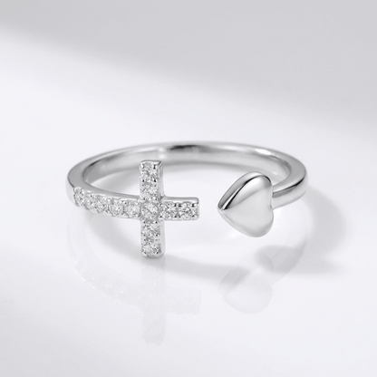 Love & Cross Silver Ring