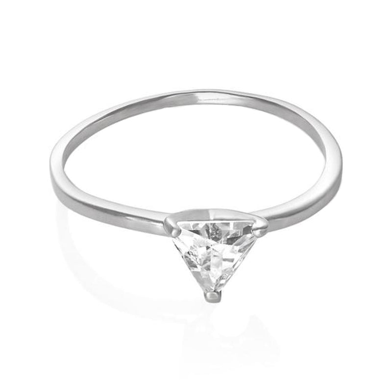 Petite Triangle Cut Trillion Cubic Zirconia Sterling Silver Cz Solitaire Ring