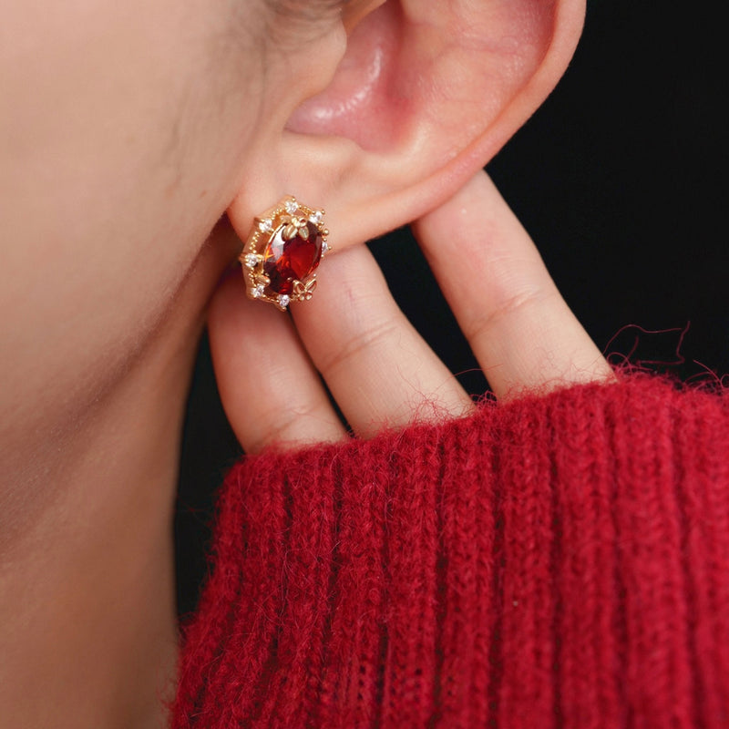 Scarlet Butterfly Stud Earrings