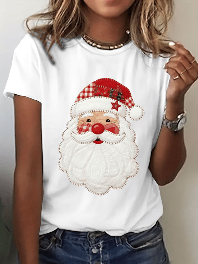Women's Santa Claus Print Short-Sleeve T-Shirt