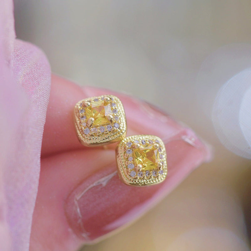 Sunlight Halo Stud Earrings