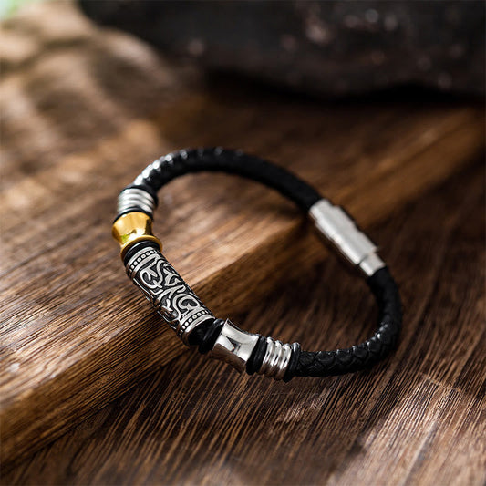 Tang Dynasty Flower Leather Bracelet for Luck & Protection