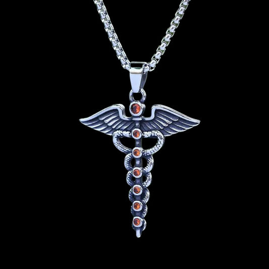 The Caduceus of Hermes Winged Snake Pendant
