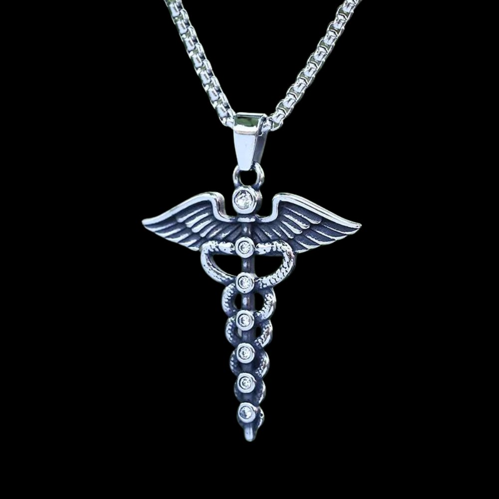 The Caduceus of Hermes Winged Snake Pendant