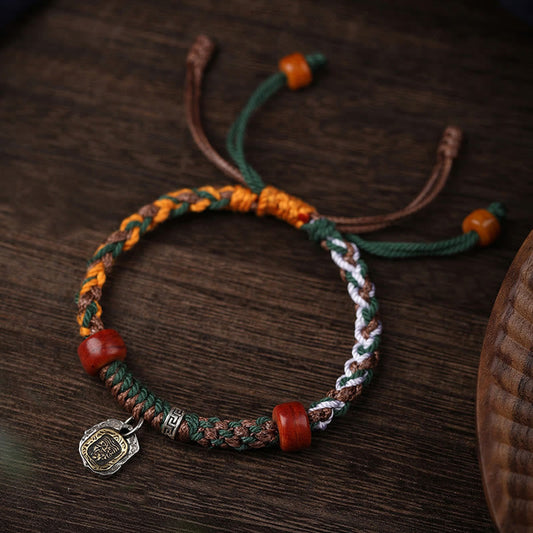 Tibetan Silver Camel Bone Protection Bracelet 6mm