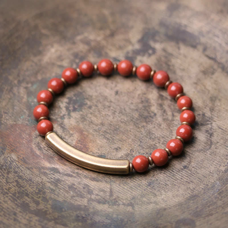 Obsidian Peace Bracelet With Red Jasper & Moss Agate
