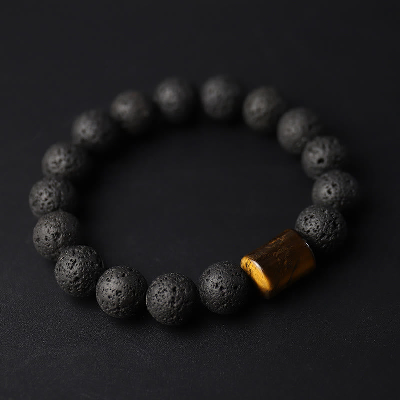 Tiger Eye Lava Rock Healing Bracelet 10mm Beads