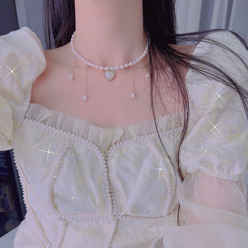 Jane Heart Pearl Choker Necklace