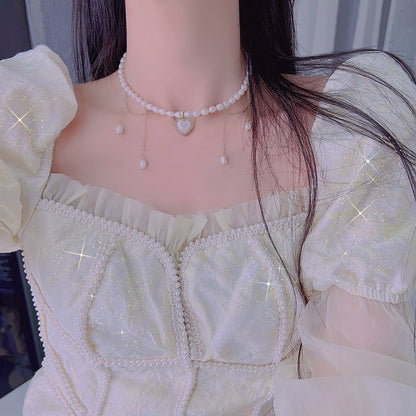Jane Heart Pearl Choker Necklace