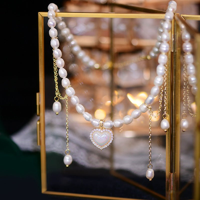 Jane Heart Pearl Choker Necklace