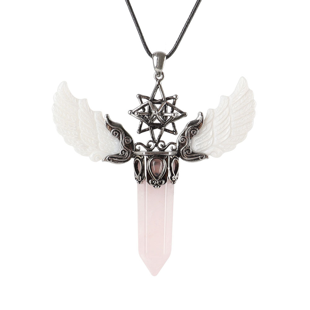 Wing Crystal Pendant 3.1in Spiritual Necklace