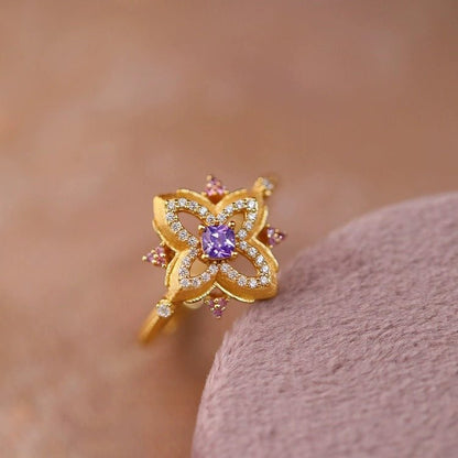 Violet Quatrefoil Ring