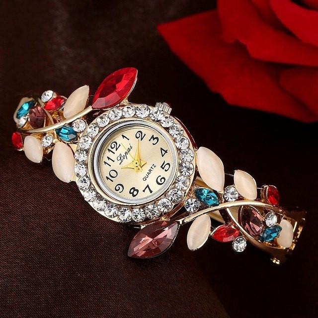 Crystal Leaves Bracelet Watch