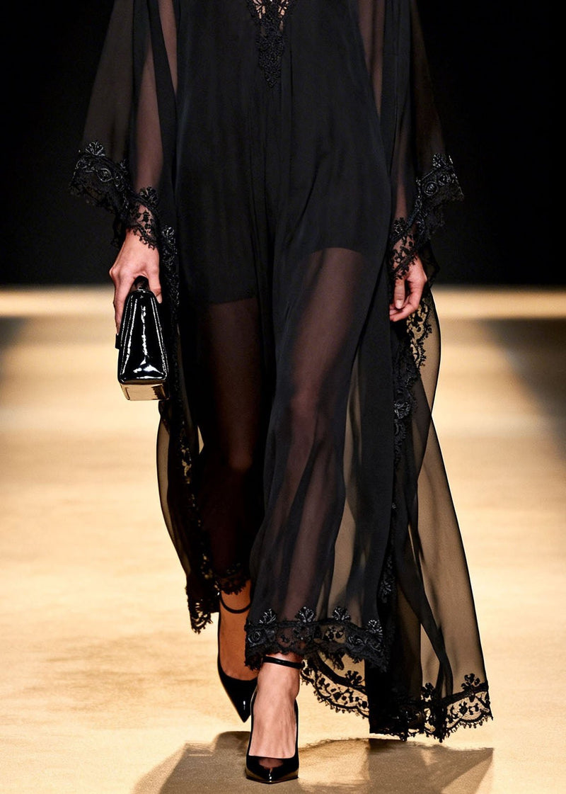 Black V Neck Patchwork Chiffon Maxi Dresses Summer