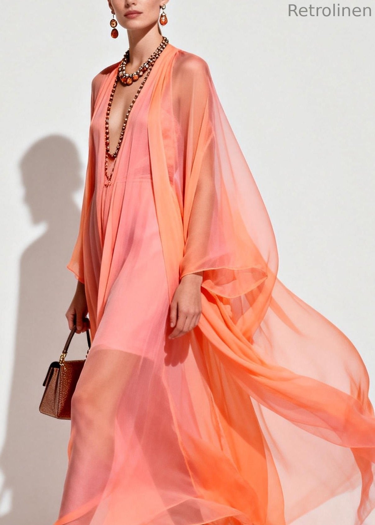 Modern V Neck Patchwork Chiffon Sets 2 Pieces Summer