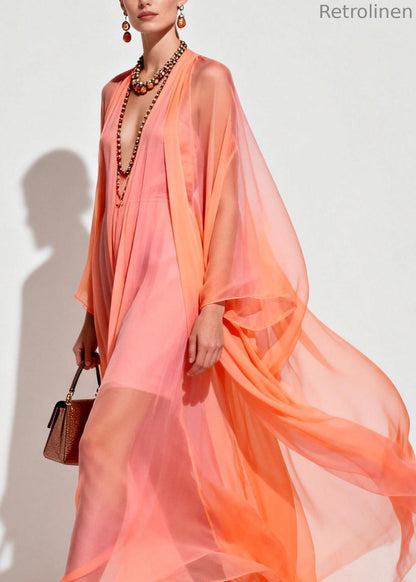Modern V Neck Patchwork Chiffon Sets 2 Pieces Summer