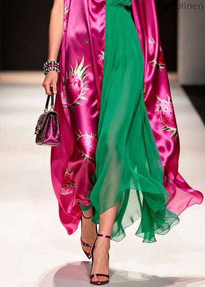 New V Neck Print Cardigans and Dresses Chiffon Two Pieces Set Summer