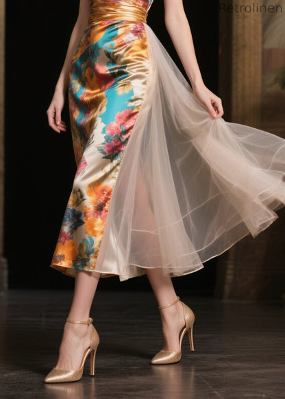 Italian One Shoulder Patchwork Tulle Vestidos Dresses Summer