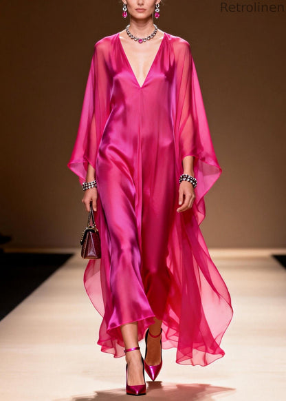 Rose Draping Chiffon Beach Dress Oversized Summer