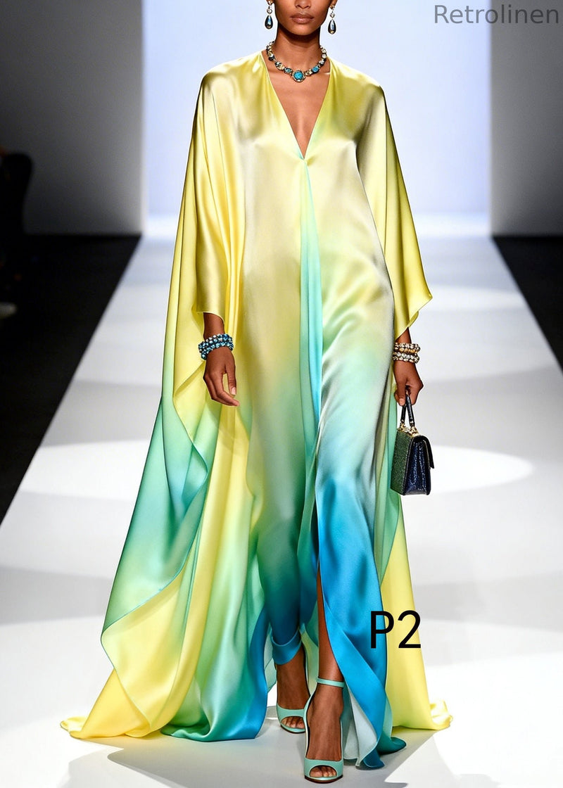 Classy Gradient Color Oversized Chiffon Holiday Dress Summer