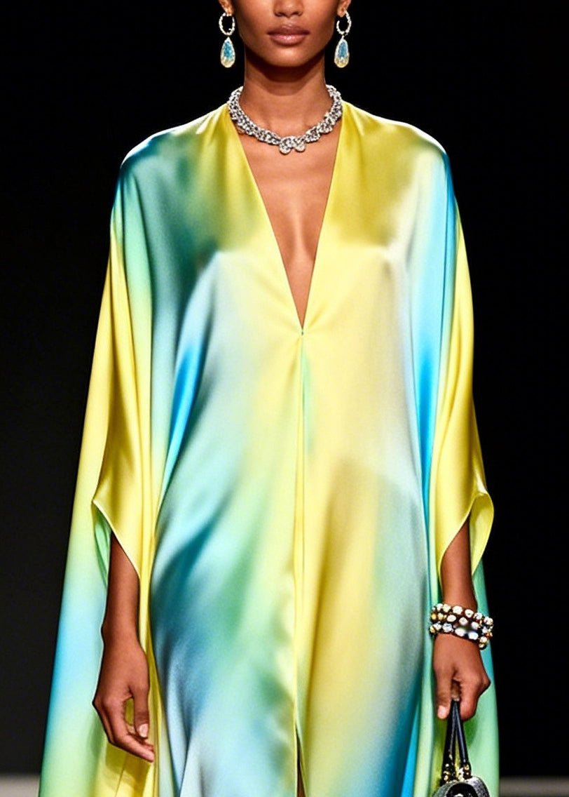 Classy Gradient Color Oversized Chiffon Holiday Dress Summer