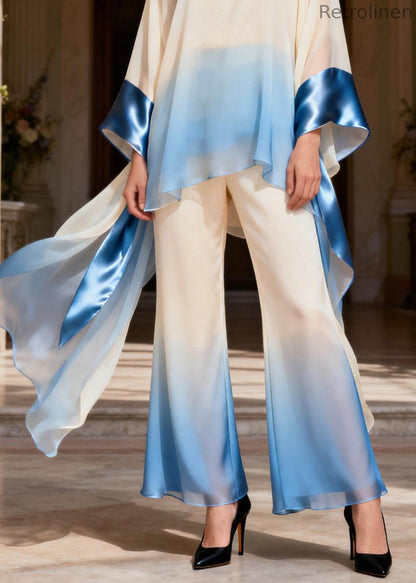 Original Design Stand Collar Patchwork Silk Two Pieces Set Spring