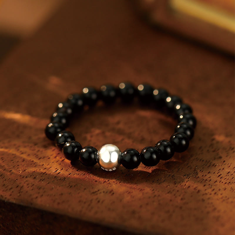 White Jade & Black Onyx Blessing Ring