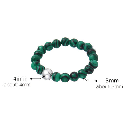 White Jade Black Onyx Crystal Bead Elastic Ring