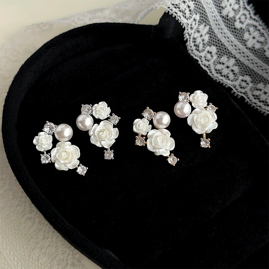 White Rose Earrings (gold/silver)