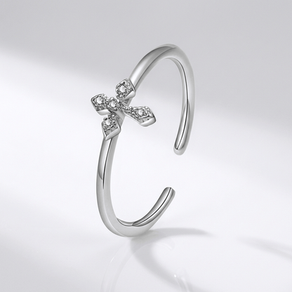 Silver Cross Glow Ring